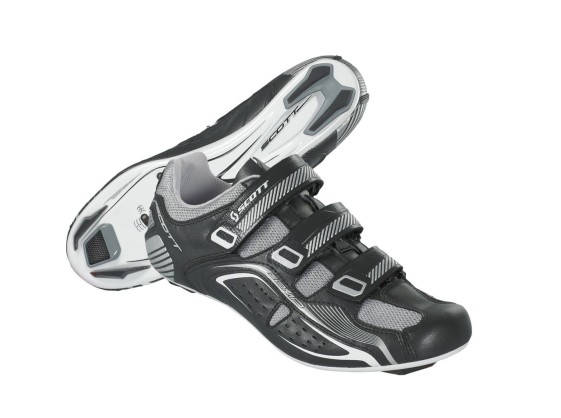Scott Road Comp Cyclisme Chaussure-Blanc Avec Noir Accent 3 Velcro Fermetures-Neuf