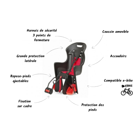 PORTE-BÉBÉ POLISPORT BOODIE • FIXATION AU CADRE